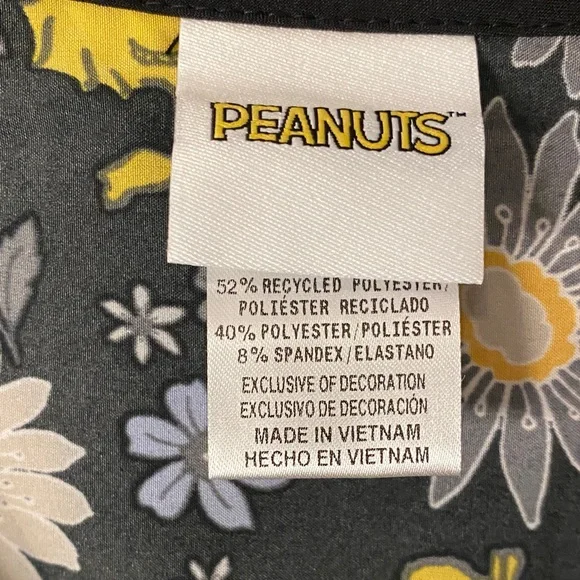 Peanuts Snoopy Floral Print Women's Tee - Black and Purple - Picture 2 of 7